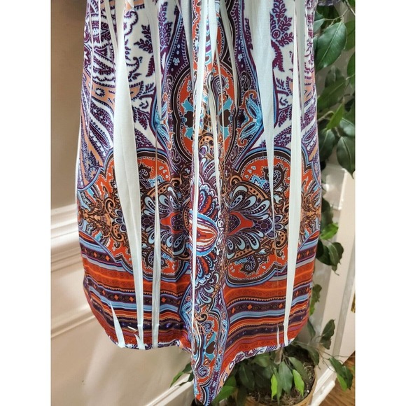 One World Women's Multicolor Polyester V-Neck Short Sleeve Casual Top Blouse L - Picture 3 of 11